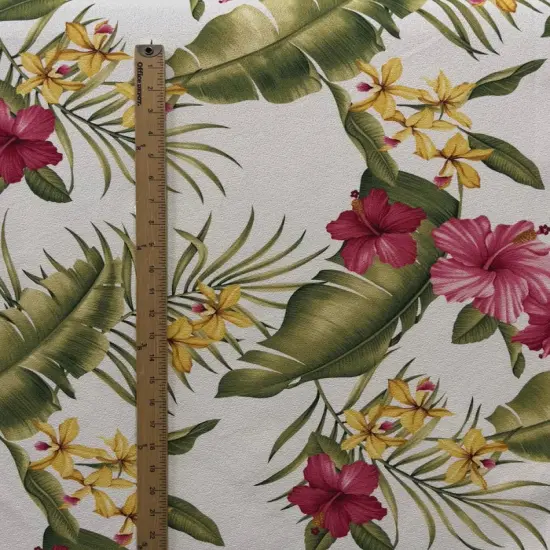 1 Yard Hibiscus Banana Leaf Upholstery Fabric 100% Cotton, 56-58 Inches Wide {2}
