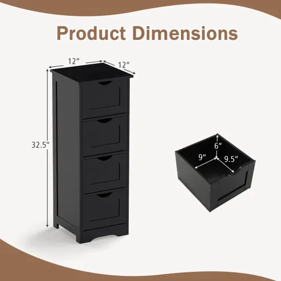Costway 32.5'' Bathroom Floor Cabinet with Anti-tipping Device Freestanding Towel Cabinet {3}