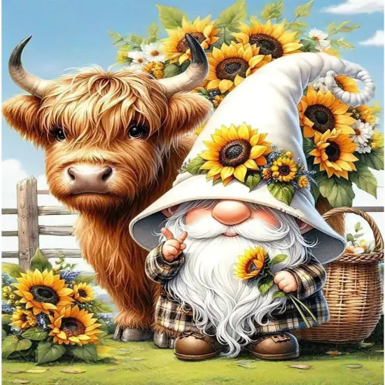 Paint by Numbers for Adults Gnomes-Highland Cow Paint by Number (16x20inch) {1}