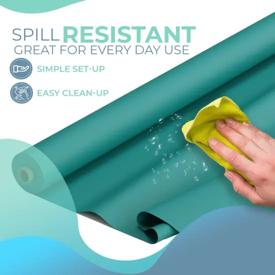 Exquisite Plastic Table Cover Roll &ndash; 40" x 300' Disposable Tablecloth Roll &ndash; Premium Thick 0.5 MIL Plastic Banquet Roll &ndash; Party Table Cover Roll for Events & Catering Teal {3}