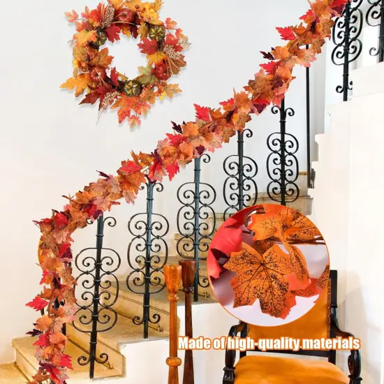 Ft Fall Garland Maple Leaf for Mantle {2}