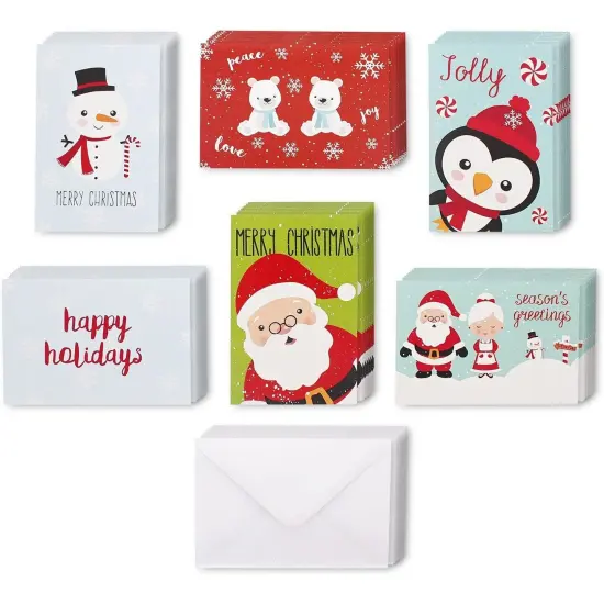 48 Pack Christmas Greeting Cards with Envelopes, 6 Holiday Designs (4x6 Inches) {6}