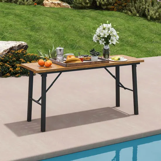 Costway Folding Picnic Table & Bench Set Dining Table with Metal Frame for 4 or 6 Persons {3}