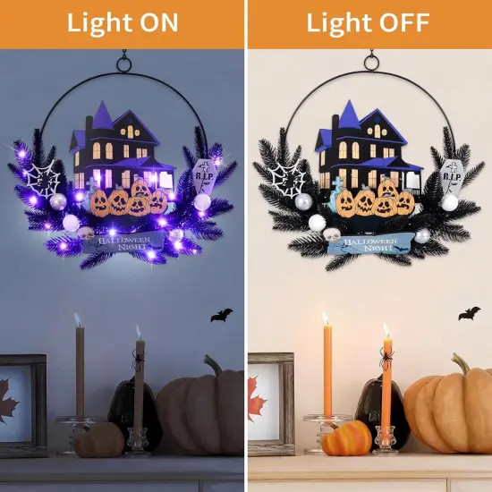 Lighted Halloween Wreaths for Front Door {2}