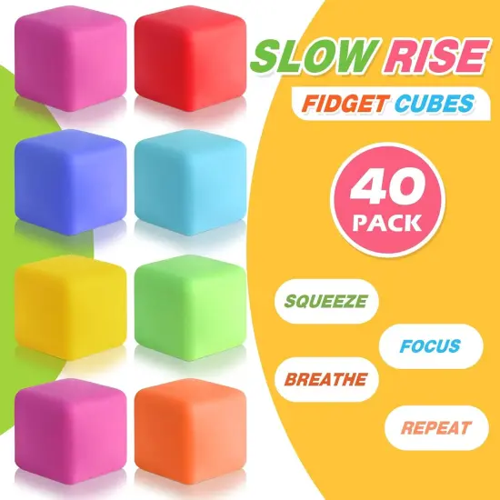 40 Pack Slow Rising Stress Cube Fidget Toys {3}