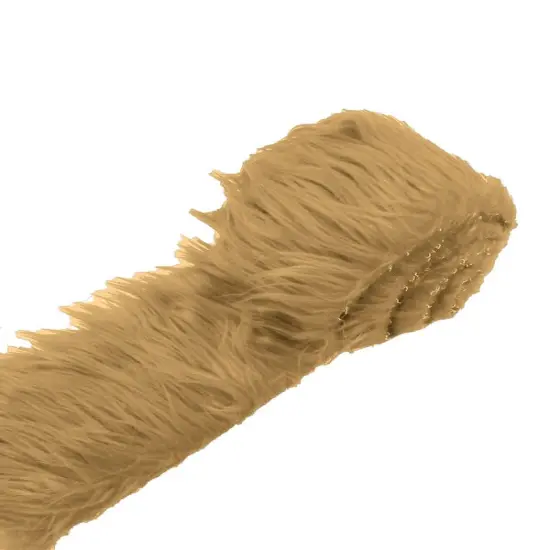 18" x 60" Size Long Pile Shaggy Faux Fur Strip Fabric for Crafts Costumes Home Decor Trim Camel {1}