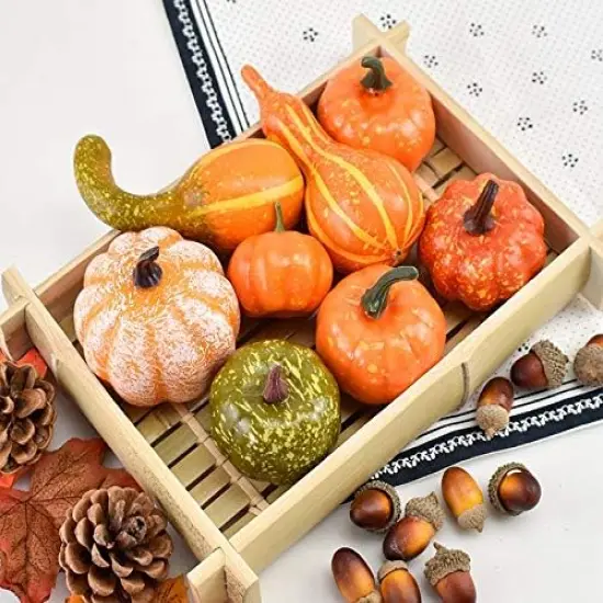 96Pcs Halloween Artificial Pumpkin and Gourd Maple Leaf Sunflower {4}