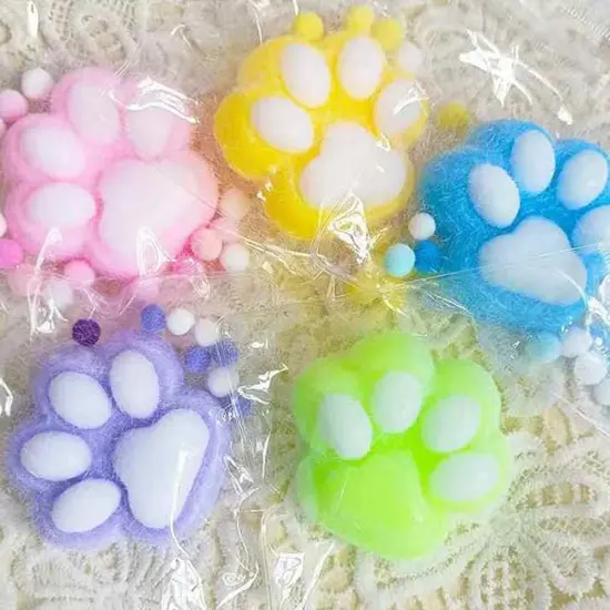 5 Pack Squishy Cat Paw Squeeze Toys {2}