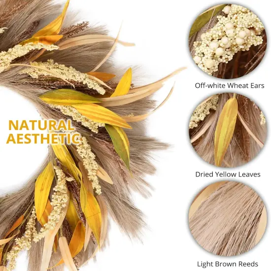 24 Inch Fall Wreath - Light Brown Reeds {2}