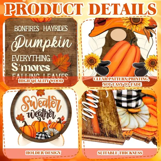 21 Pcs Fall Thanksgiving Tiered Tray Decor Set Pumpkin Gnome(Vintage) {4}