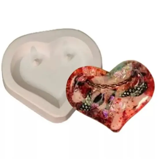 4&rdquo; x 3.5" x 1.5" Holey Heart Choker Frit Casting Glass Fusing Kiln Mold {1}