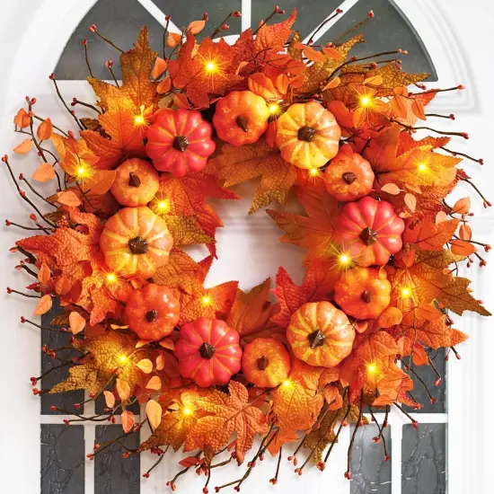 2 Pack 20 Inch Fall Wreath for Outside Door {1}