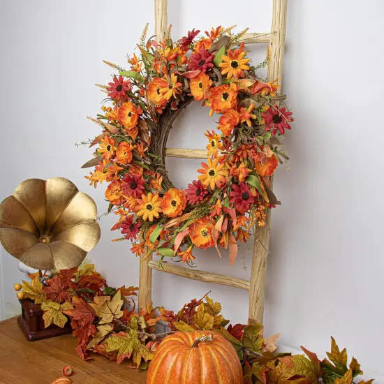 Artificial Fall Wreath 22 Inch Autumn Wreaths {2}