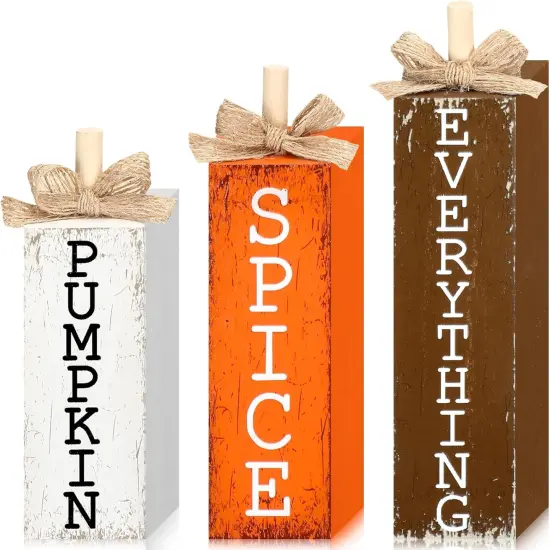 Pcs Fall Decorations for Home Fall Wood Block Sign Thanksgiving(Pumpkin Spice) {1}