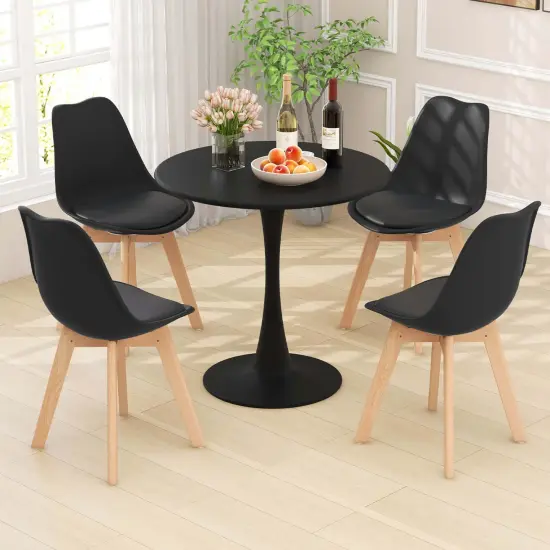 Costway 5 PCS Dining Set Modern Round Dining Table 4 Chairs for Small Space Kitchen {4}