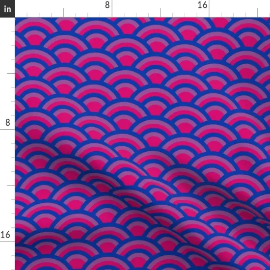 Various Fabrics by the Yard or Fat Quarter Lgbtqia Pride Queer Bi Flag Geometric Month Bisexual Love Pink Purple Blue Scallop Shapes Custom Printed Fabric by Spoonflower {2}