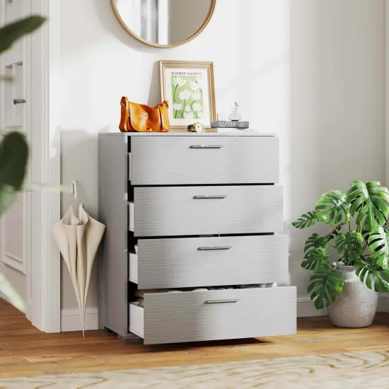 Costway 4 Drawer Storage Cabinet with Metal Legs & Handles Anti-Toppling Devices Gray/White {9}