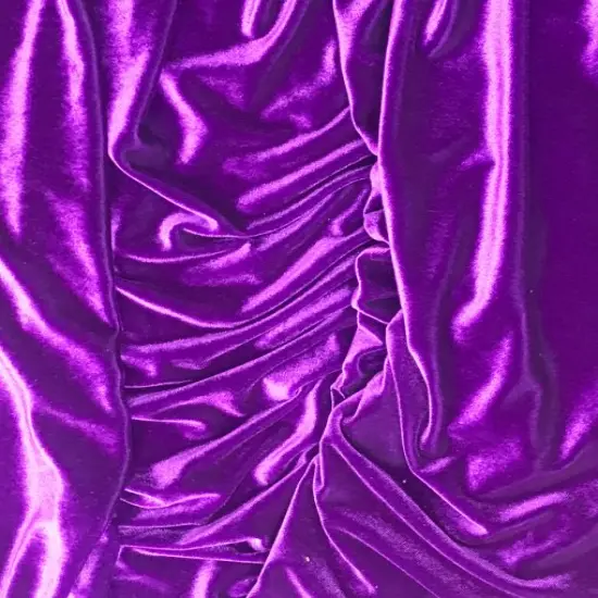 1 Yard Royal Purple Stretch Velvet Velour with Velvety Soft Touch and Graceful Heavy Drape 58/60 Inches Wide {1}