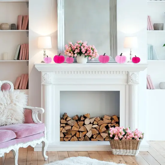 Set of 16 Faux Assorted Velvet Pumpkins {3}