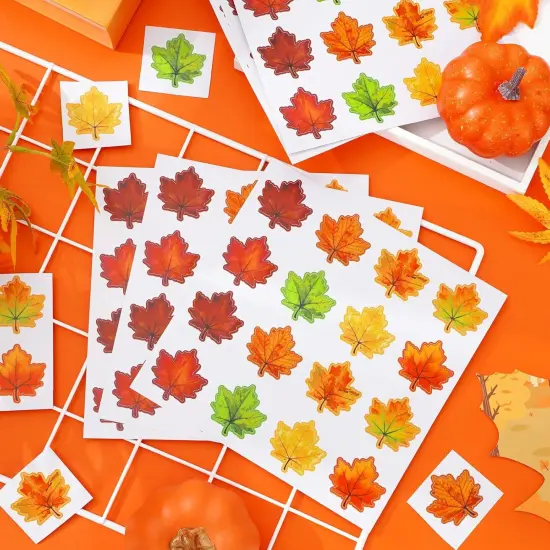 400 Pcs Fall Maple Leaf Stickers 8 Colors Autumn Leaves-Red, Orange, Yellow {2}