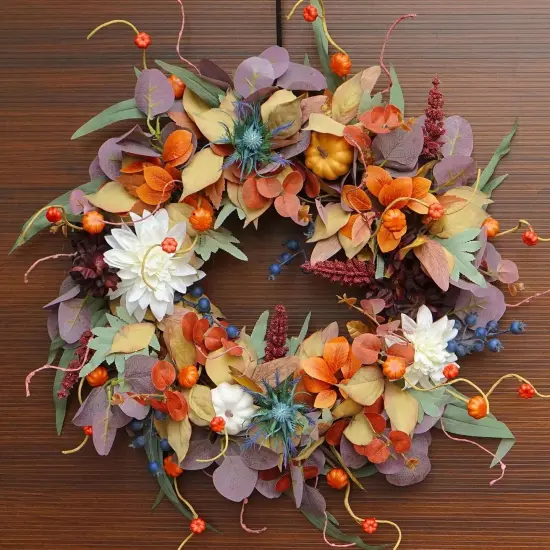 Soomeir Large Pumpkins Fall Wreath - (Purple) {3}