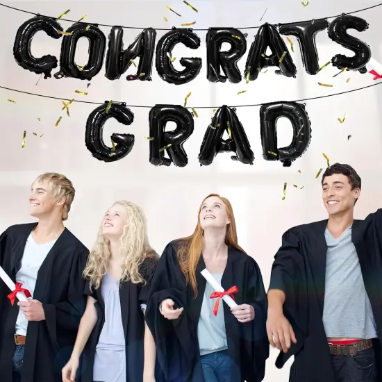 65 Pcs Happy Birthday 2 Sets A-Z Letter Balloons - Black {4}