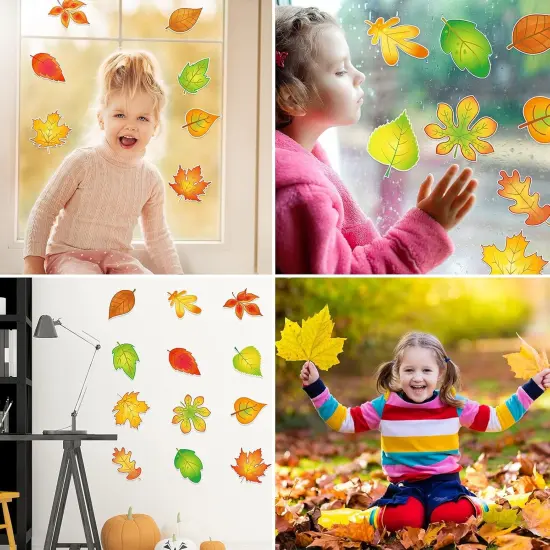 60 Pcs Fall Leaves Cutouts for Bulletin Board - {5}