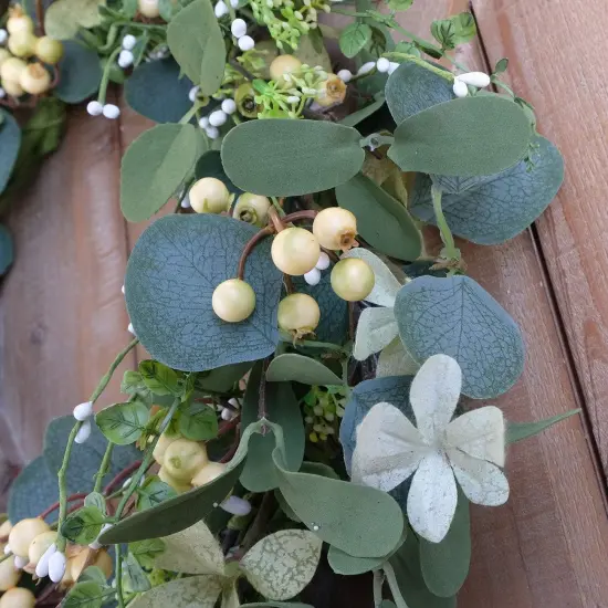20 Inch Artificial Eucalyptus Berry Wreath {5}