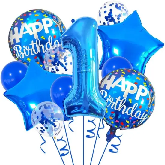 1st Birthday Large Foil Balloons Blue， Balloon Decorations {1}