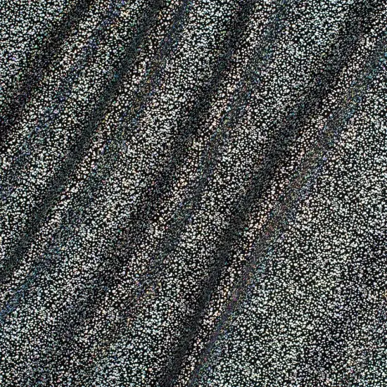 1 Yard Pebble Hologram Nylon Spandex Tricot Fabric 58/60" Width Black Silver {1}
