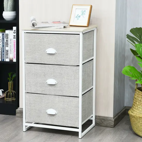 Costway 3 Drawer Nightstand Side Table Storage Tower Dresser Chest Home Office Furniture {2}