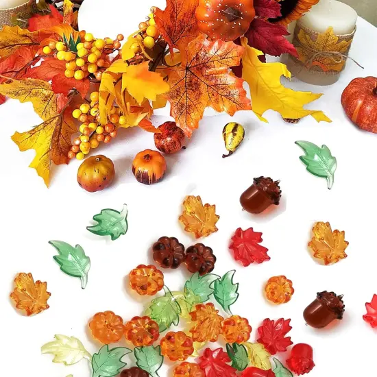 125 Pieces Fall Acrylic Pumpkin for Table Scatter {4}