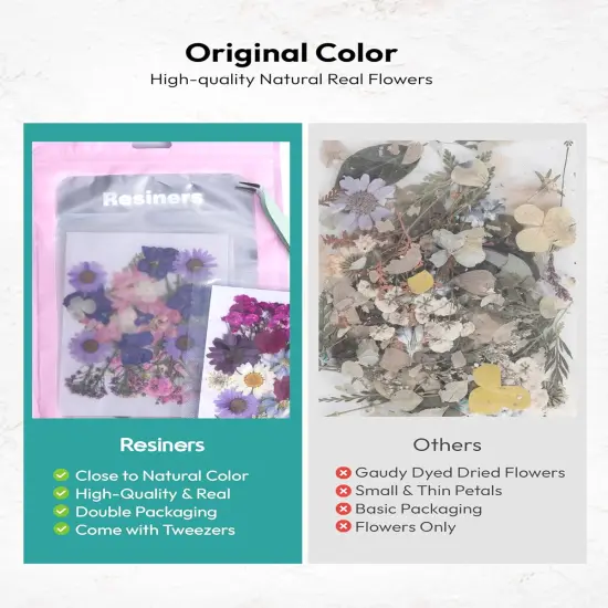 58Pcs Pressed Flowers for Craft Purple Real Natural Dried Flowers {2}