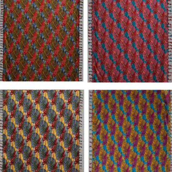 72" L x 45" W Split Leaf Rayon Sarong with Fringes Fabric Teal {2}