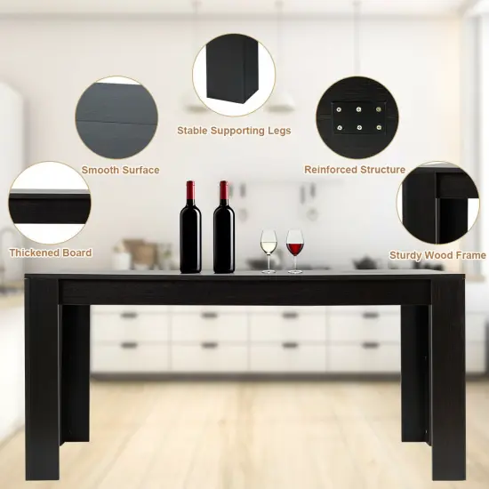 Costway 63'' Dining Table Rectangular Modern Kitchen Table For 6 People Home Furniture {6}