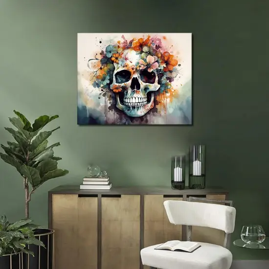 Skull with Floral Paint by Number Kits - 16 x20 Inch {2}
