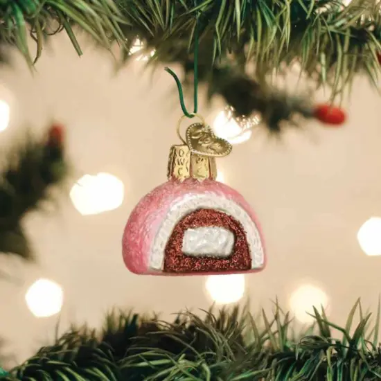 Old World Christmas 1.5 Inch Mini Hostess Snoball Christmas Tree Ornament , Gumdrops Collection Cupcake Chocolate Pink {3}