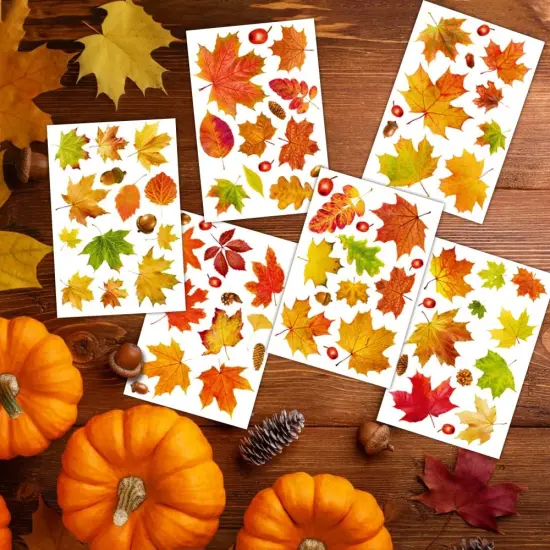 6 Sheets Thanksgiving Fall Window Clings-Fall {3}