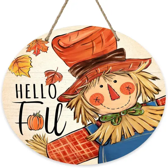 Hello Fall Scarecrow Porch Sign {1}