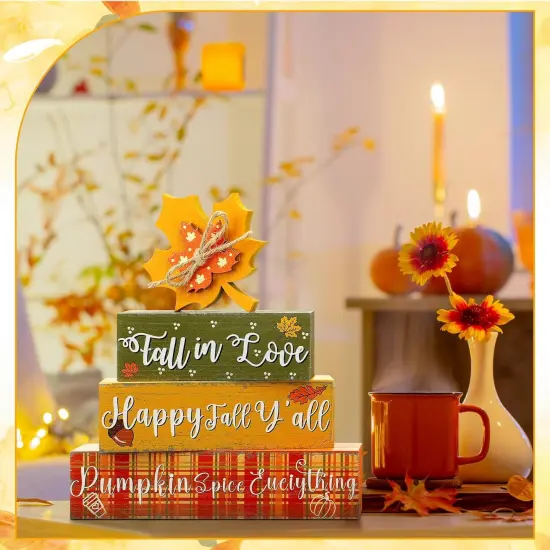 4 Pcs Fall Decorations Autumn Wooden Sign Maple Leaves {2}