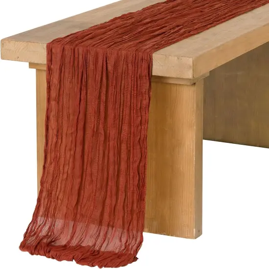 Terracotta Gauze Cheesecloth Table Runner for Fall {1}