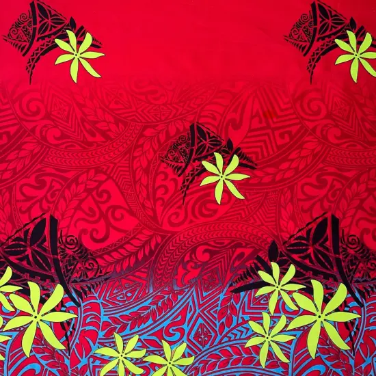 1 Yard Tiare Traditional Tattoo Gradient Cotton Fabric 44/45 Inches Width Red {1}
