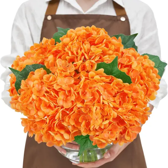 5PCS - Artificial Orange Latex Faux Hydrangea {1}