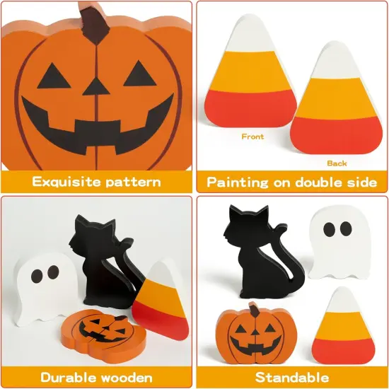 4pcs Halloween Tiered Tray Sign Wooden {2}