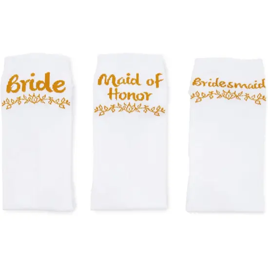 Bridal Party Socks for Maid of Honor & Bridesmaid Gifts (3 Pairs) White {4}
