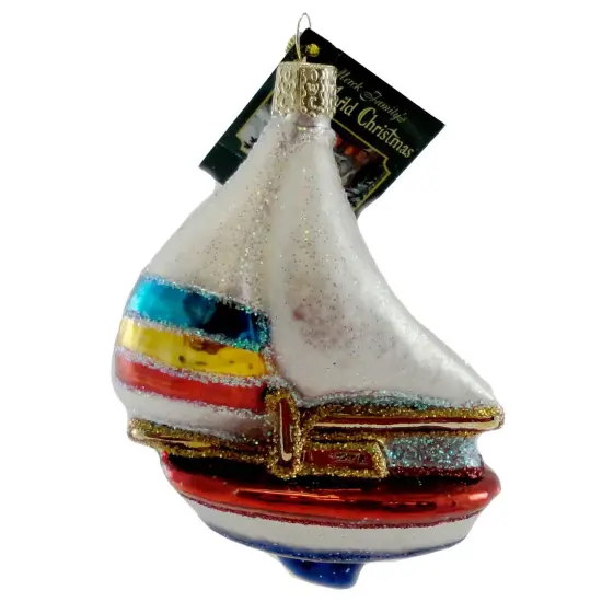 Old World Christmas 4.0 Inch Sailboat Tree Ornament , Christmas Ornament Multicolored {2}