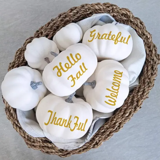 12 PCS Assorted Sizes White Artificial Pumpkins {4}