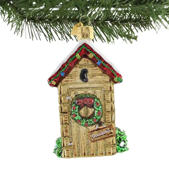 Old World Christmas 3.75 In Holiday Outhouse Tree Ornament , Snow Covered Roof Gold {3}