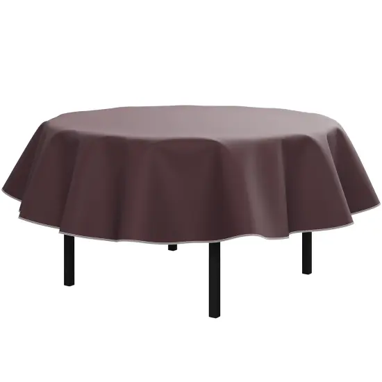 Exquisite Vinyl Tablecloth &ndash; 70" Round &ndash; Pack of 1 &ndash; Round Plastic Table Cover with Flannel Backing &ndash; Reusable & Waterproof Tablecloth for Parties and Events Brown {2}