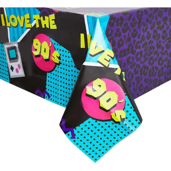 Purple Plastic Tablecloth for 90&rsquo;s Birthday Party (54 x 108 in, 3 Pack) Multicolor {4}